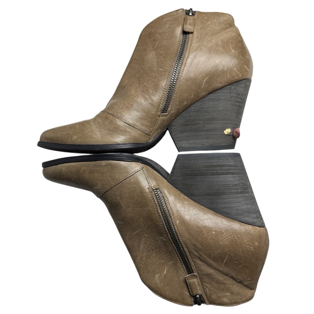 EILEEN FISHER Ankle Boot Womens 11 Tan Leather Side Zip 3” Heel MSRP: $228 READ - Picture 5 of 11